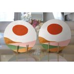 Realhomes Pastel Renkli Zeminli Onedraw Çizimli Dijital Baskılı Modern 2'li Yuvarlak Servis Altlığı - Supla Realhomes