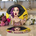 Realhomes Pop Art Resimli Dijital Baskılı Modern 2'li Yuvarlak Servis Altlığı - Supla Realhomes