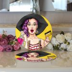 Realhomes Pop Art Resimli Dijital Baskılı Modern 2'li Yuvarlak Servis Altlığı - Supla Realhomes
