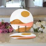 Realhomes Pastel Renkli Zeminli Onedraw Çizimli Dijital Baskılı Modern 2'li Yuvarlak Servis Altlığı - Supla Realhomes