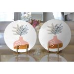 Realhomes Pastel Renkli Zeminli Onedraw Çizimli Dijital Baskılı Modern 2'li Yuvarlak Servis Altlığı - Supla Realhomes