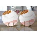 - Supla2li-7362-Gorsel2 - Realhomes Realhomes Pastel Renkli Zeminli Onedraw Çizimli Dijital Baskılı Modern 2'li Yuvarlak Servis Altlığı - Supla Realhomes