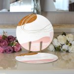 - Supla2li-7362-Gorsel3 - Realhomes Realhomes Pastel Renkli Zeminli Onedraw Çizimli Dijital Baskılı Modern 2'li Yuvarlak Servis Altlığı - Supla Realhomes