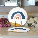 - Supla2li-7363-Gorsel3 - Realhomes Realhomes Pastel Renkli Zeminli Onedraw Çizimli Dijital Baskılı Modern 2'li Yuvarlak Servis Altlığı - Supla Realhomes