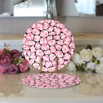 Realhomes Siyah Zemin Üzerinde Pembe Renkli Puantiye Desenli Modern 2'li Yuvarlak Servis Altlığı - Supla Realhomes