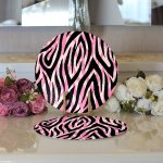 - Supla2li-7365-Gorsel3 - Realhomes  Realhomes Siyah Zeminli Pembe Renkli Çizim Dijital Baskılı Modern 2'li Yuvarlak Servis Altlığı - Supla Realhomes