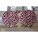 Realhomes Siyah Zeminli Pembe Renkli Çizim Dijital Baskılı Modern 2'li Yuvarlak Servis Altlığı - Supla Realhomes