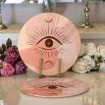 Realhomes Pastel Renkli Zeminli Onedraw Çizimli Dijital Baskılı Modern 2'li Yuvarlak Servis Altlığı - Supla Realhomes