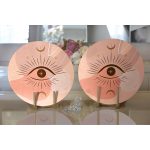 Realhomes Pastel Renkli Zeminli Onedraw Çizimli Dijital Baskılı Modern 2'li Yuvarlak Servis Altlığı - Supla Realhomes