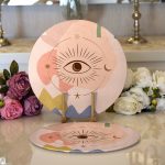 Realhomes Pastel Renkli Zeminli Onedraw Çizimli Dijital Baskılı Modern 2'li Yuvarlak Servis Altlığı - Supla Realhomes