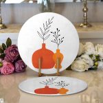 Realhomes Beyaz Zeminli Pastel Renkli Vazolar Dijital Baskılı Modern 2'li Yuvarlak Servis Altlığı - Supla Realhomes