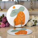 - Supla2li-7377-Gorsel1 - Realhomes  Realhomes Beyaz Zemin Üzerinde Onedraw Çizimli Yaprak Motifli 2'li Yuvarlak Servis Altlığı - Supla Realhomes