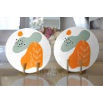 - Supla2li-7377-Gorsel2 - Realhomes  Realhomes Beyaz Zemin Üzerinde Onedraw Çizimli Yaprak Motifli 2'li Yuvarlak Servis Altlığı - Supla Realhomes