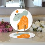 - Supla2li-7377-Gorsel3 - Realhomes  Realhomes Beyaz Zemin Üzerinde Onedraw Çizimli Yaprak Motifli 2'li Yuvarlak Servis Altlığı - Supla Realhomes