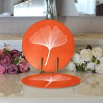 Realhomes Renkli Daire İçinde Ondraw Çizimli Yaprak Motifli Modern 2'li Yuvarlak Servis Altlığı - Supla Realhomes