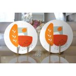 Realhomes Beyaz Zemin Üzerinde Onedraw Çizim Dijital Baskılı Modern 2'li Yuvarlak Servis Altlığı - Supla Realhomes