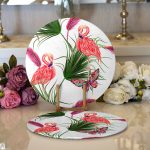 - Supla2li-738-Gorsel1 - Realhomes Realhomes Flamingo Desen Dijital Baskılı Modern 2'li Yuvarlak Servis Altlığı - Supla Realhomes