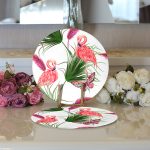 - Supla2li-738-Gorsel3 - Realhomes Realhomes Flamingo Desen Dijital Baskılı Modern 2'li Yuvarlak Servis Altlığı - Supla Realhomes