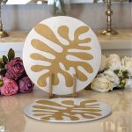 - Supla2li-7381-Gorsel1 - Realhomes Realhomes Renkli Zemin Üzerinde Onedraw Çizimli Yaprak Motifli 2'li Yuvarlak Servis Altlığı - Supla Realhomes