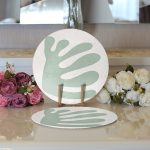 - Supla2li-7382-Gorsel3 - Realhomes Realhomes Renkli Zemin Üzerinde Onedraw Çizimli Yaprak Motifli 2'li Yuvarlak Servis Altlığı - Supla Realhomes