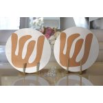 Realhomes Renkli Zemin Üzerinde Onedraw Çizimli Yaprak Motifli 2'li Yuvarlak Servis Altlığı - Supla Realhomes