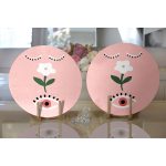 - Supla2li-7384-Gorsel2 - Realhomes Realhomes Pudra Zemin Üzerinde Onedraw Çizimli Çiçek Desenli Modern 2'li Yuvarlak Servis Altlığı - Supla Realhomes