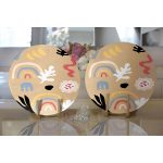 Realhomes Hardal Zeminli Rengarenk Çiçek Desenli Dijital Baskılı Modern 2'li Yuvarlak Servis Altlığı - Supla Realhomes