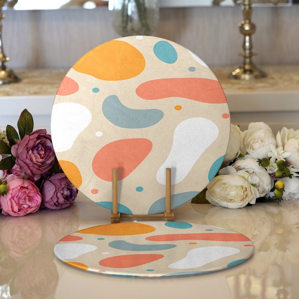 - Supla2li-7386-Gorsel1 - Realhomes  Realhomes Siyah Zeminde Mavi Boncuklu Mandala Modern 2'li Yuvarlak Servis Altlığı - Supla Realhomes