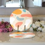 - Supla2li-7386-Gorsel3 - Realhomes Realhomes Hardal Zemin Üzerinde Onedraw Çizimli Oval Desenler 2'li Yuvarlak Servis Altlığı - Supla Realhomes