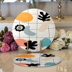 - Supla2li-7387-Gorsel1 - Realhomes Realhomes Renkli Zemin Üzerinde Onedraw Çizimli Yaprak Motifli 2'li Yuvarlak Servis Altlığı - Supla Realhomes