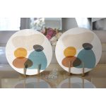 - Supla2li-7389-Gorsel2 - Realhomes Realhomes Renkli Zemin Üzerinde Onedraw Çizimli Oval Desenli Modern 2'li Yuvarlak Servis Altlığı - Supla Realhomes