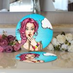 - Supla2li-739-Gorsel3 - Realhomes  Realhomes Pop Art Desen Dijital Baskılı Modern 2'li Yuvarlak Servis Altlığı - Supla Realhomes