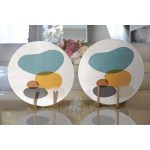 - Supla2li-7391-Gorsel2 - Realhomes Realhomes Renkli Zemin Üzerinde Onedraw Çizimli Oval Desenli Modern 2'li Yuvarlak Servis Altlığı - Supla Realhomes