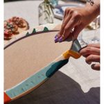 Realhomes Renkli Zeminde Onedraw Çizimli Vazo Temalı Dijital Baskılı Modern 2'li Yuvarlak Servis Altlığı - Supla Realhomes