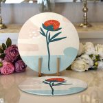 Realhomes Rengarenk Zeminde Onedraw Çizimli Çiçek Desenli Dijital Baskılı Modern 2'li Yuvarlak Servis Altlığı - Supla Realhomes