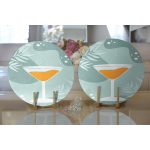 - Supla2li-7399-Gorsel2 - Realhomes Realhomes Renkli Zeminde Bardak Desenli Dijital Baskılı Modern 2'li Yuvarlak Servis Altlığı - Supla Realhomes