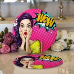 - Supla2li-740-Gorsel1 - Realhomes Realhomes Pop Art Resimli Dijital Baskılı Modern 2'li Yuvarlak Servis Altlığı - Supla Realhomes