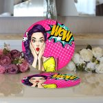 - Supla2li-740-Gorsel3 - Realhomes Realhomes Pop Art Resimli Dijital Baskılı Modern 2'li Yuvarlak Servis Altlığı - Supla Realhomes