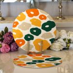 Realhomes Renkli Zeminde Onedraw Çizimli Dijital Baskılı Modern 2'li Yuvarlak Servis Altlığı - Supla Realhomes