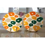 Realhomes Renkli Zeminde Onedraw Çizimli Dijital Baskılı Modern 2'li Yuvarlak Servis Altlığı - Supla Realhomes