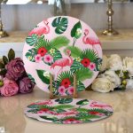 Realhomes Flamingo Desen Dijital Baskılı Modern 2'li Yuvarlak Servis Altlığı - Supla Realhomes