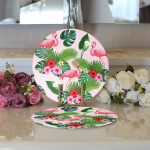 Realhomes Flamingo Desen Dijital Baskılı Modern 2'li Yuvarlak Servis Altlığı - Supla Realhomes