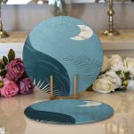 Realhomes Renkli Zeminde Onedraw Çizimli Gokyuzu Temalı Dijital Baskılı Modern 2'li Yuvarlak Servis Altlığı - Supla Realhomes