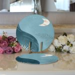 Realhomes Renkli Zeminde Onedraw Çizimli Gokyuzu Temalı Dijital Baskılı Modern 2'li Yuvarlak Servis Altlığı - Supla Realhomes