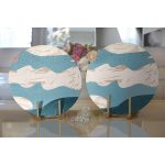 Realhomes Renkli Zeminde Soyut Çizimli Dijital Baskılı Modern 2'li Yuvarlak Servis Altlığı - Supla Realhomes