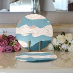 Realhomes Renkli Zeminde Soyut Çizimli Dijital Baskılı Modern 2'li Yuvarlak Servis Altlığı - Supla Realhomes