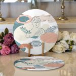 - Supla2li-7418-Gorsel1 - Realhomes  Realhomes Beyaz Zeminde Antik Motifli Onedraw Çizim 2'li Yuvarlak Servis Altlığı - Supla Realhomes