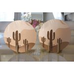 Realhomes Renkli Zeminde Onedraw Çizimli Kaktus Desenli Dijital Baskılı Modern 2'li Yuvarlak Servis Altlığı - Supla Realhomes