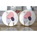 - Supla2li-7435-Gorsel2 - Realhomes Realhomes Beyaz Zeminde Renkli Oval Desenli Dijital Baskılı Modern 2'li Yuvarlak Servis Altlığı - Supla Realhomes