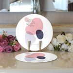 - Supla2li-7435-Gorsel3 - Realhomes Realhomes Beyaz Zeminde Renkli Oval Desenli Dijital Baskılı Modern 2'li Yuvarlak Servis Altlığı - Supla Realhomes